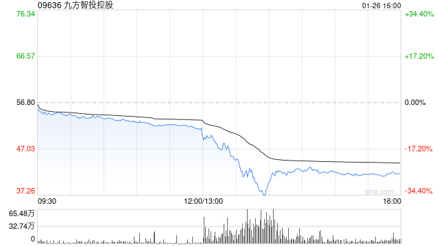 港股九方智投控股午后跳水 股价跌超28%